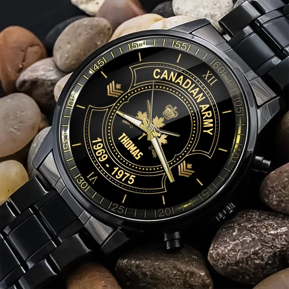 Personalized Canadian Army Veteran Custom Rank & Name Watch
