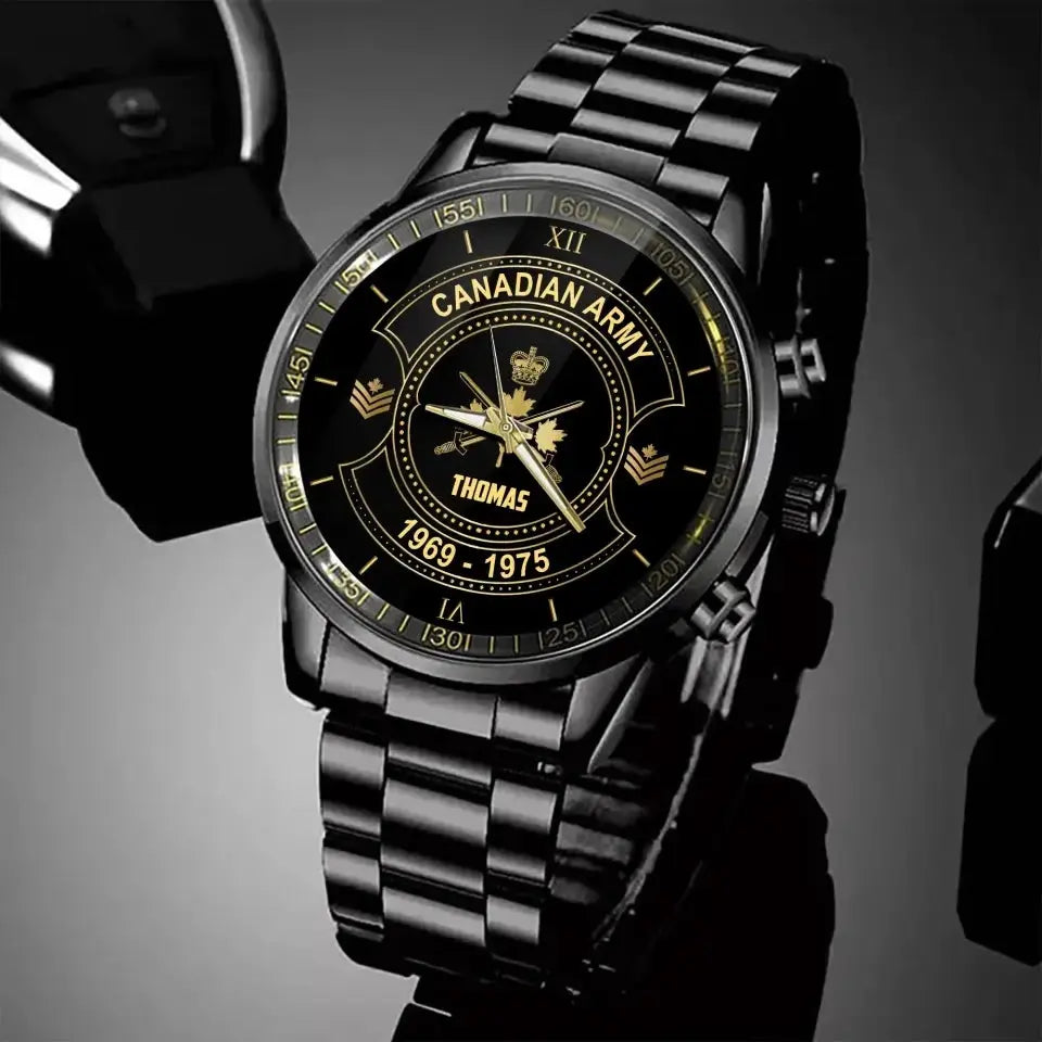 Personalized Canadian Army Veteran Custom Rank & Name Watch