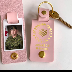 Personalized Upload Your Canadian Veteran Photo Canadian Army Custom Rank & Name Leather Keychain Printed