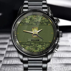 Personalisierte kanadische Veteranen-Rang-Camouflage-Uhr mit individuellem Namen