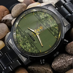 Personalisierte kanadische Veteranen-Rang-Camouflage-Uhr mit individuellem Namen