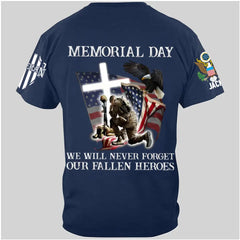 Memorial Day We Will Never Forget - Perfect Gift For Veteran, Grandpa, Dad on Memorial Day, Veterans Day Premium Fit Mens Tee