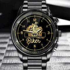 Personalized Biker with Name Gift For Him Watch