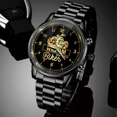 Personalized Biker with Name Gift For Him Watch