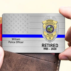 Custom US Police Badge Aluminum Wallet Card  - Gift for Police Officer