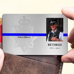 Custom UK Police Logo Photo Wallet Card with Personalized Name & Time