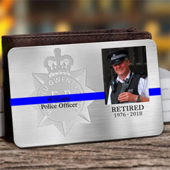 Custom UK Police Logo Photo Wallet Card with Personalized Name & Time