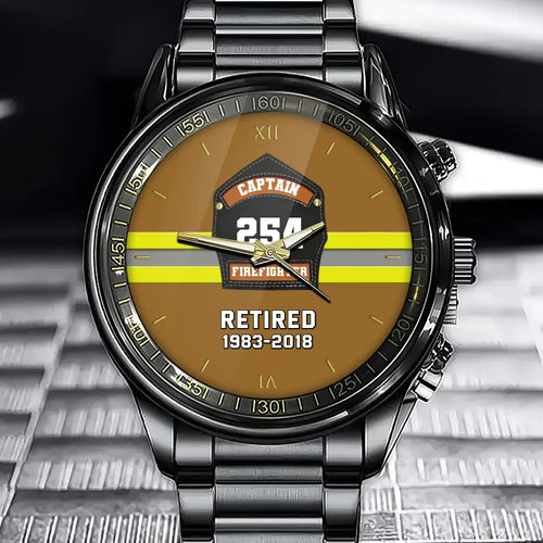 Custom Firefighter Helmet Shields Badge Watch with Personalized Time & ID