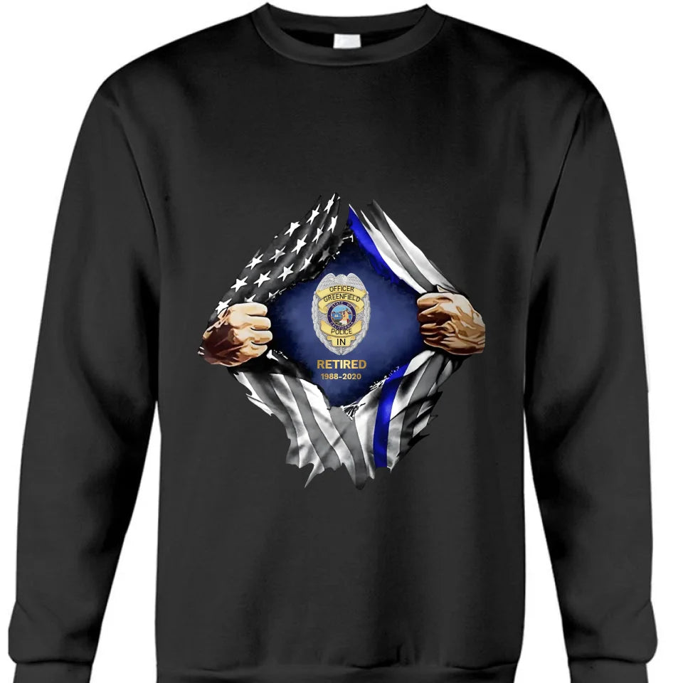 Personalized Retired US Police Badge & Service Time T-shirt