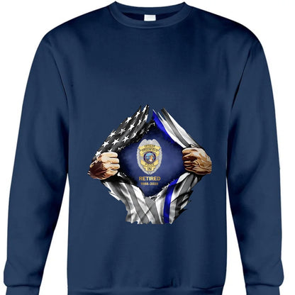 Personalized Retired US Police Badge & Service Time T-shirt