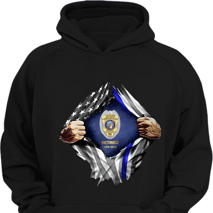 Personalized Retired US Police Badge & Service Time T-shirt