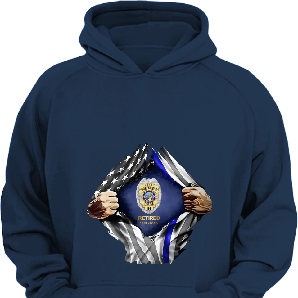 Personalized Retired US Police Badge & Service Time T-shirt
