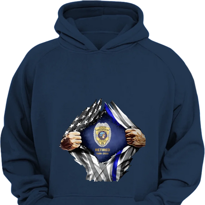 Personalized Retired US Police Badge & Service Time T-shirt