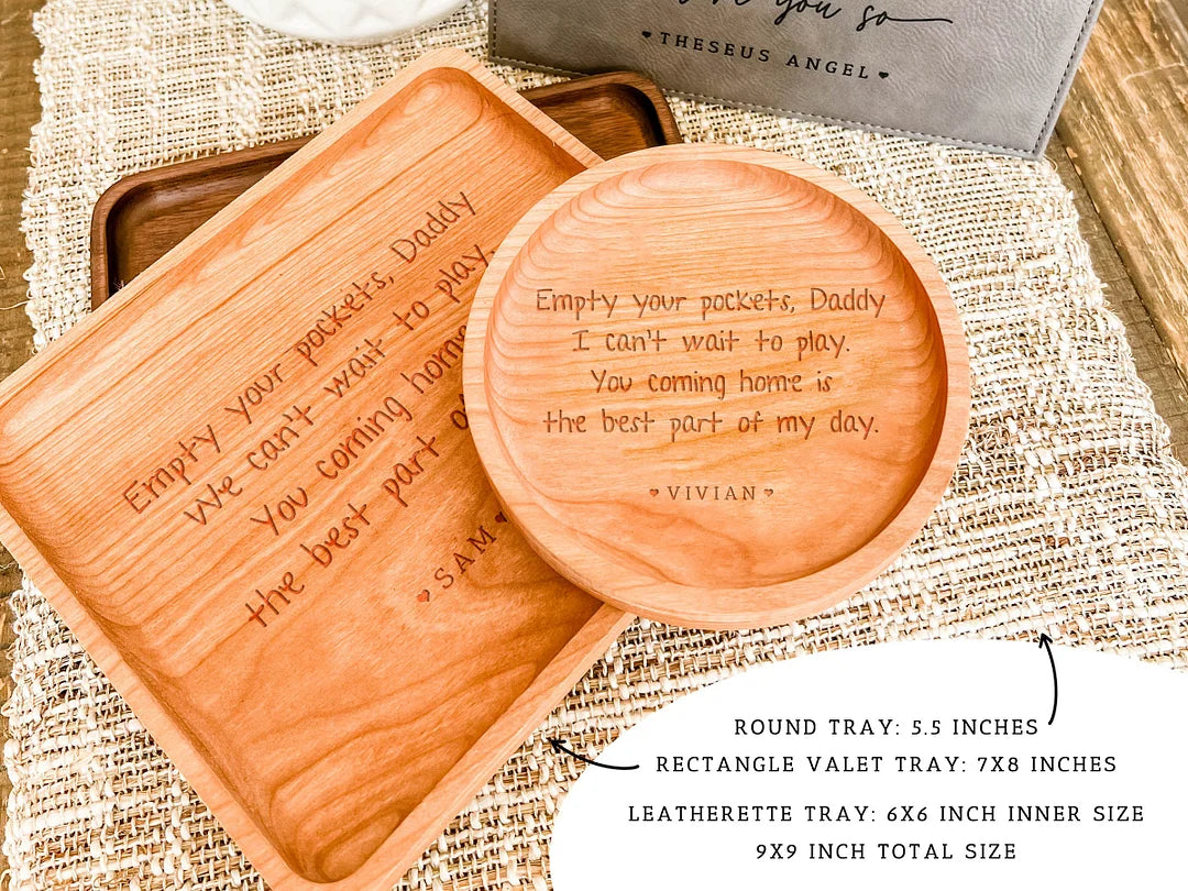 Custom Leather Catchall Personalized Valet Tray for Men