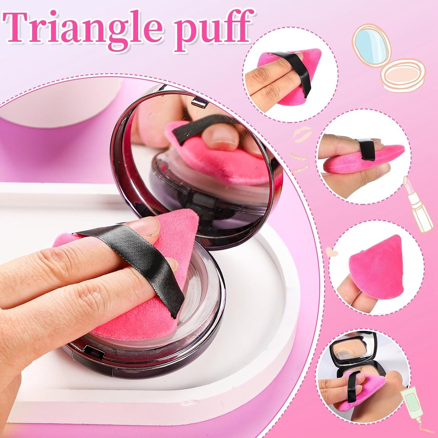 Pimoys 6 Pcs Soft Triangle Powder Puff (Black)
