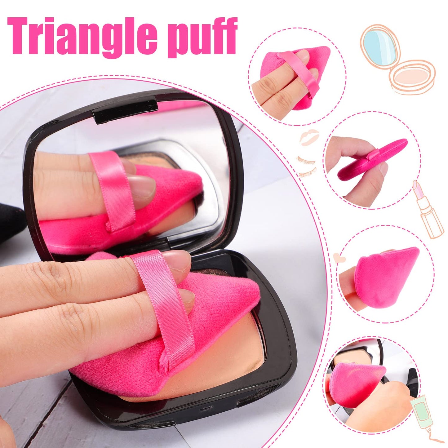 Pimoys 6 Pcs Soft Triangle Powder Puff (Black)