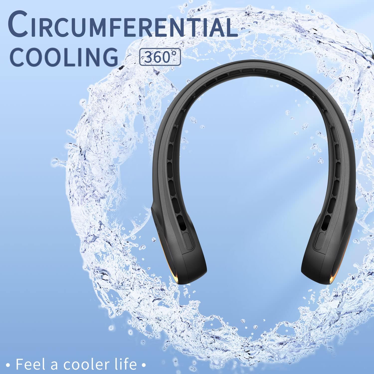 FrSara Neck Fan, Portable Personal Fan Strong Wind, 5200mAh, Air Volume,360° Cooling, No Hair Twisting, Air Volume On 2 Sides, Non-Slip, Quick Charge, Long Use Time, Gift for Father, Dad, Women