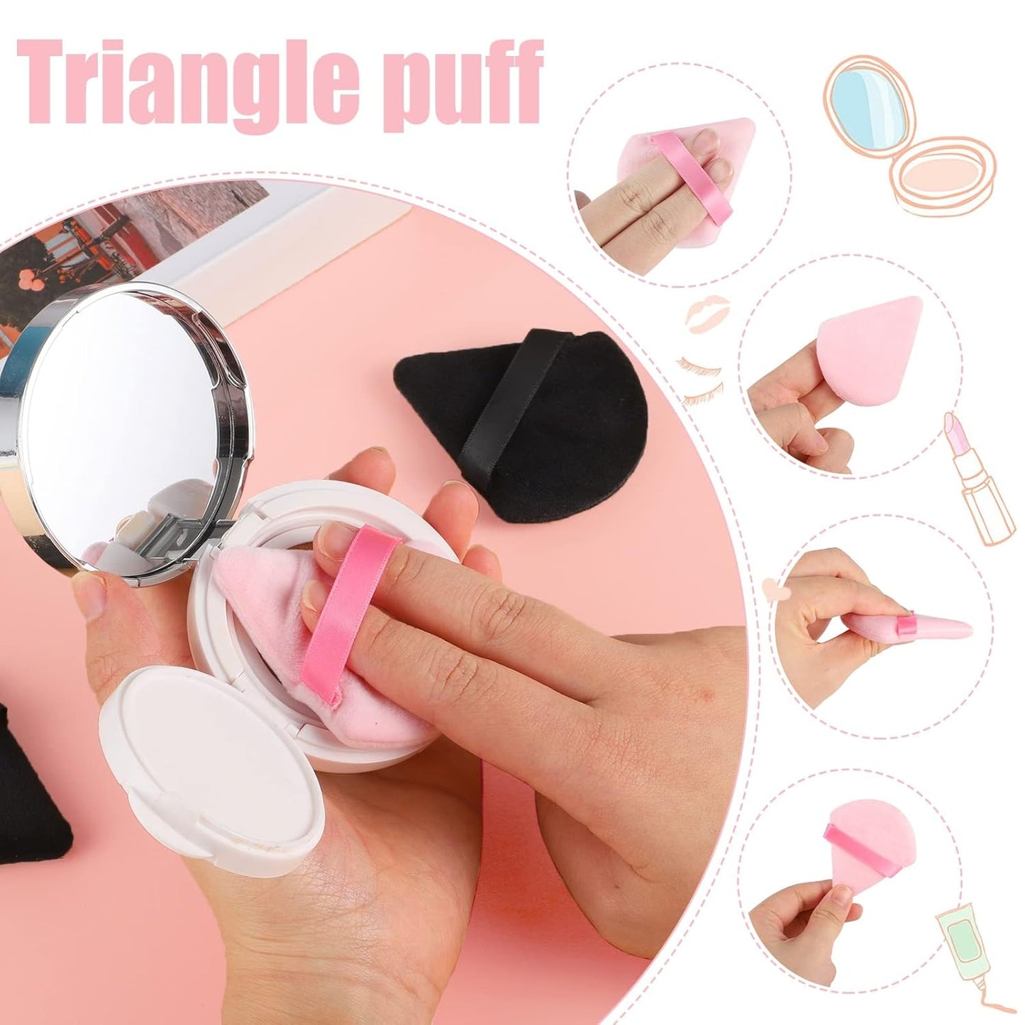 Pimoys 6 Pcs Soft Triangle Powder Puff (Black)