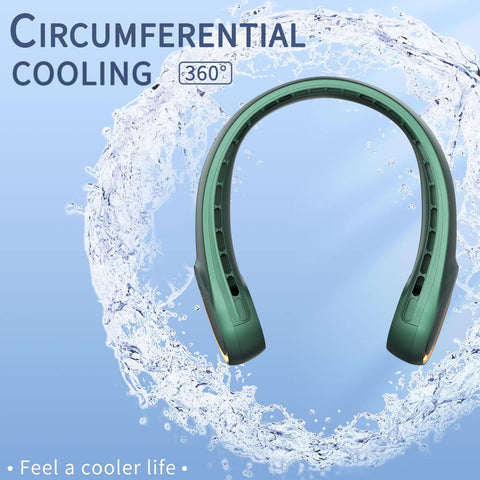 FrSara Neck Fan, Portable Personal Fan Strong Wind, 5200mAh, Air Volume,360° Cooling, No Hair Twisting, Air Volume On 2 Sides, Non-Slip, Quick Charge, Long Use Time, Gift for Father, Dad, Women