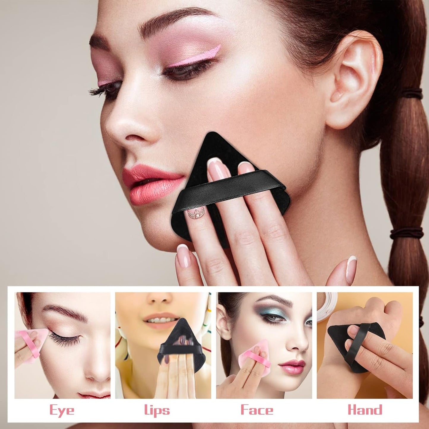 Pimoys 6 Pcs Soft Triangle Powder Puff (Black)