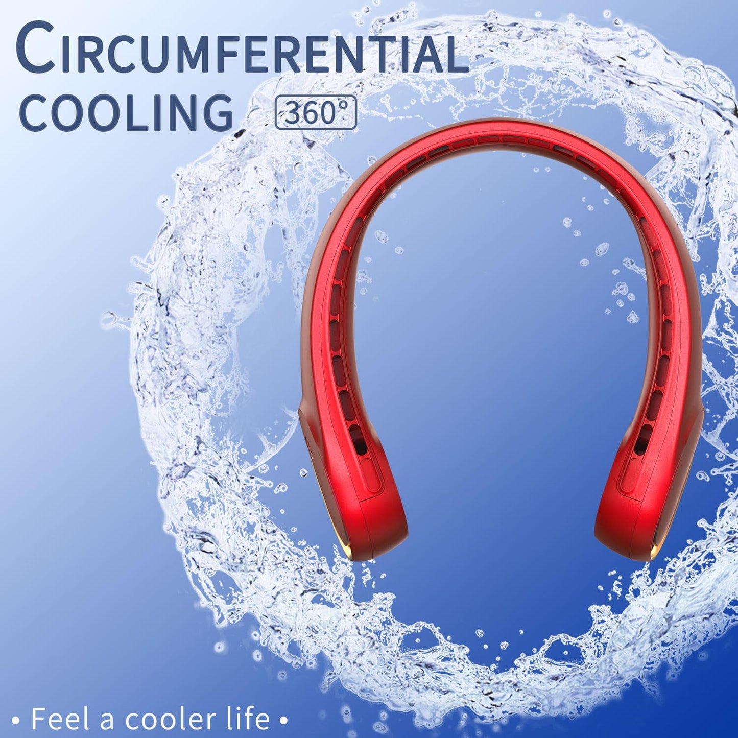 FrSara Neck Fan, Portable Personal Fan Strong Wind, 5200mAh, Air Volume,360° Cooling, No Hair Twisting, Air Volume On 2 Sides, Non-Slip, Quick Charge, Long Use Time, Gift for Father, Dad, Women