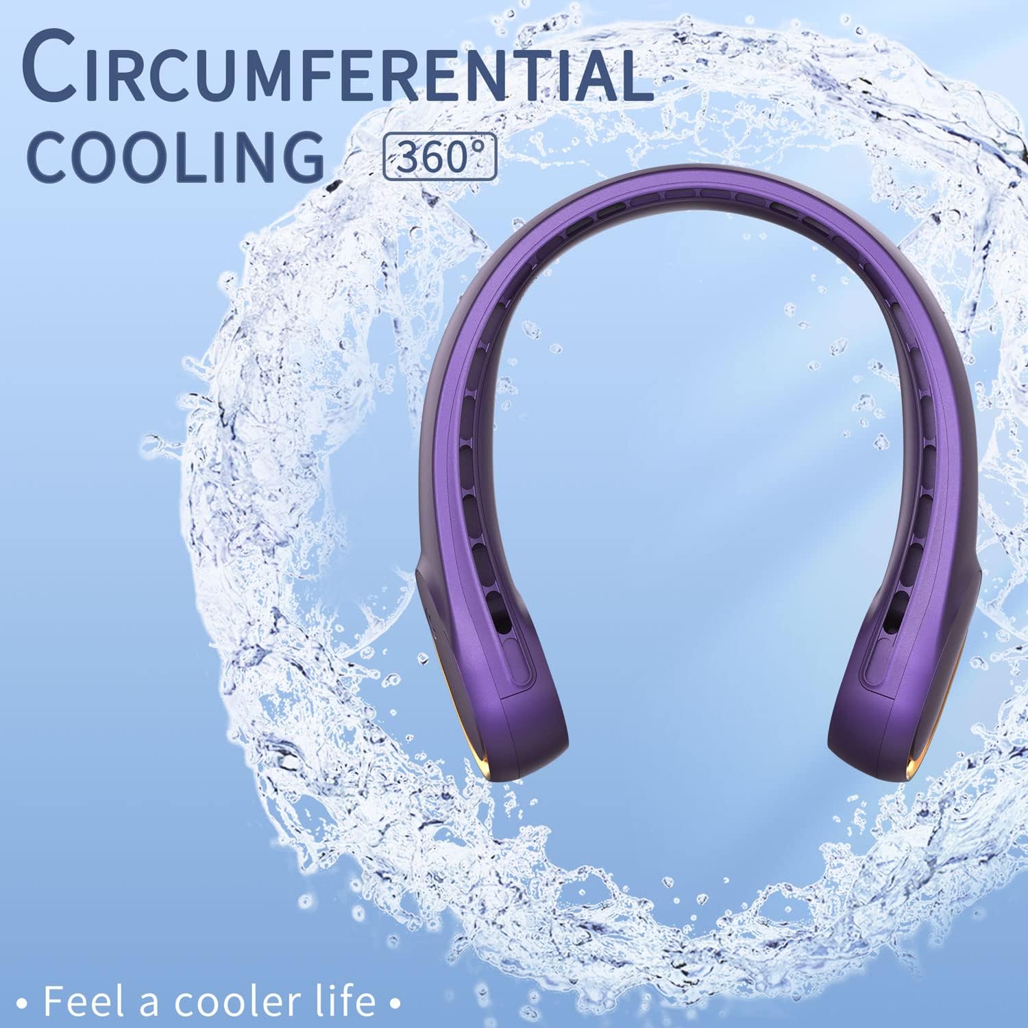 FrSara Neck Fan, Portable Personal Fan Strong Wind, 5200mAh, Air Volume,360° Cooling, No Hair Twisting, Air Volume On 2 Sides, Non-Slip, Quick Charge, Long Use Time, Gift for Father, Dad, Women