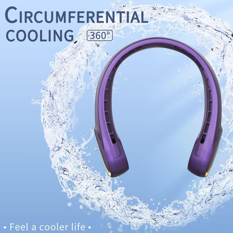 FrSara Neck Fan, Portable Personal Fan Strong Wind, 5200mAh, Air Volume,360° Cooling, No Hair Twisting, Air Volume On 2 Sides, Non-Slip, Quick Charge, Long Use Time, Gift for Father, Dad, Women