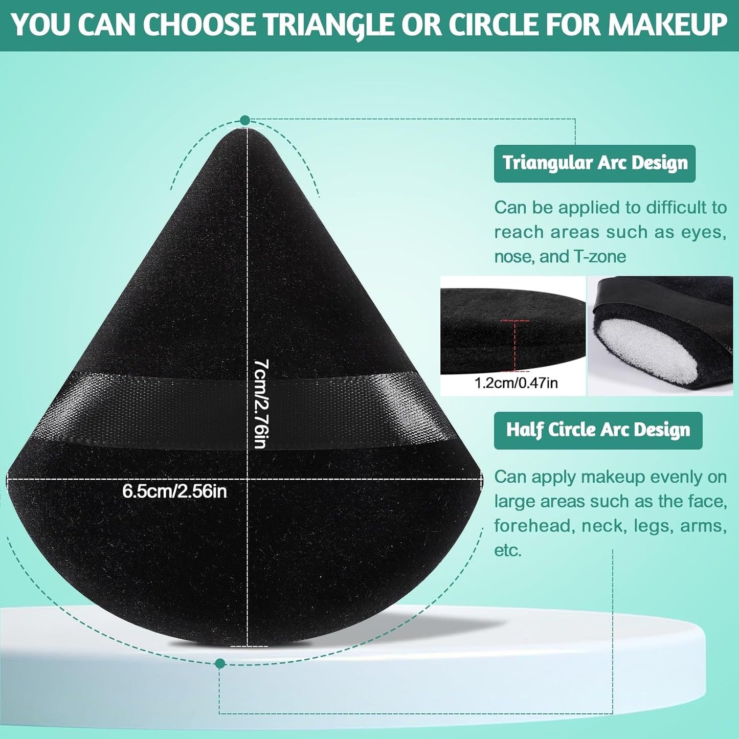 Pimoys 6 Pcs Soft Triangle Powder Puff (Black)