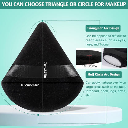 Pimoys 6 Pcs Soft Triangle Powder Puff (Black)
