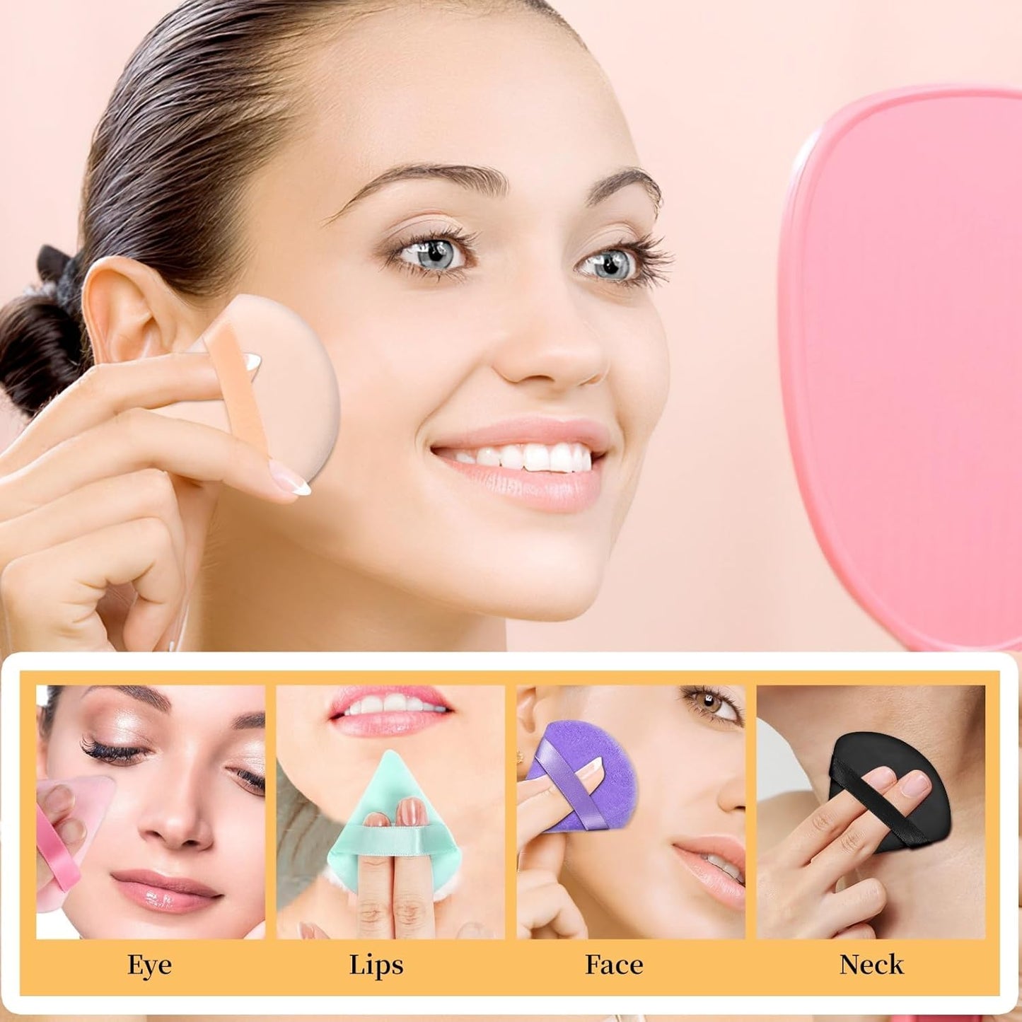 Pimoys 6 Pcs Soft Triangle Powder Puff (Black)