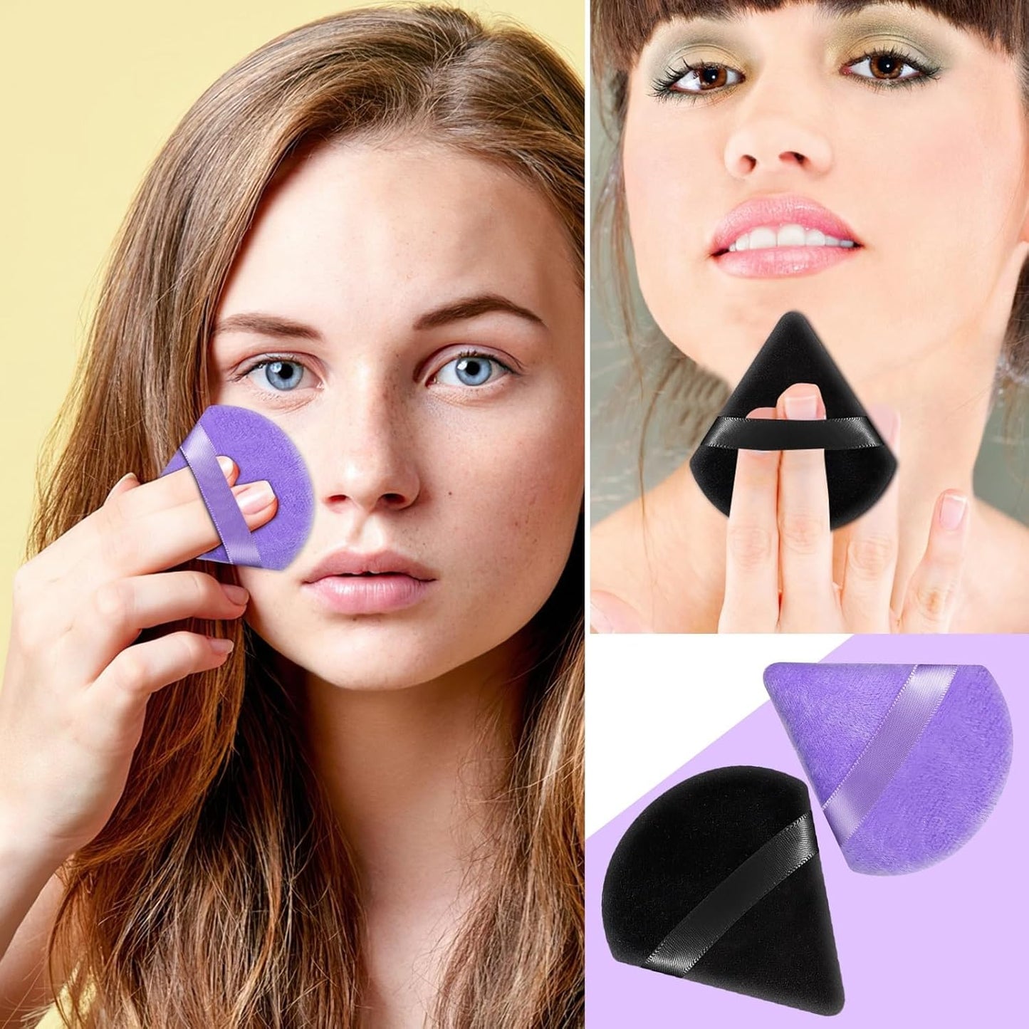 Pimoys 6 Pcs Soft Triangle Powder Puff (Black)