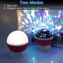 Night Light for Kids, Kids Night Light, Moon and Star Projector 360 Degree Rotation - 4 LED Bulbs 9 Light Color Changing with USB Cable, Unique Gift for Men Women Children