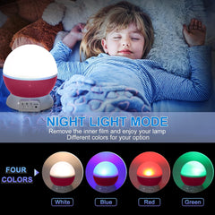 Night Light for Kids, Kids Night Light, Moon and Star Projector 360 Degree Rotation - 4 LED Bulbs 9 Light Color Changing with USB Cable, Unique Gift for Men Women Children