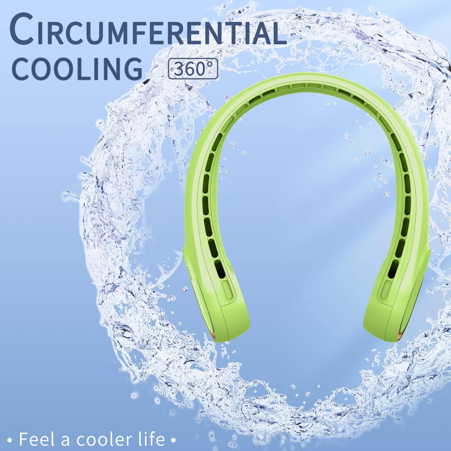 FrSara Neck Fan, Portable Personal Fan Strong Wind, 5200mAh, Air Volume,360° Cooling, No Hair Twisting, Air Volume On 2 Sides, Non-Slip, Quick Charge, Long Use Time, Gift for Father, Dad, Women