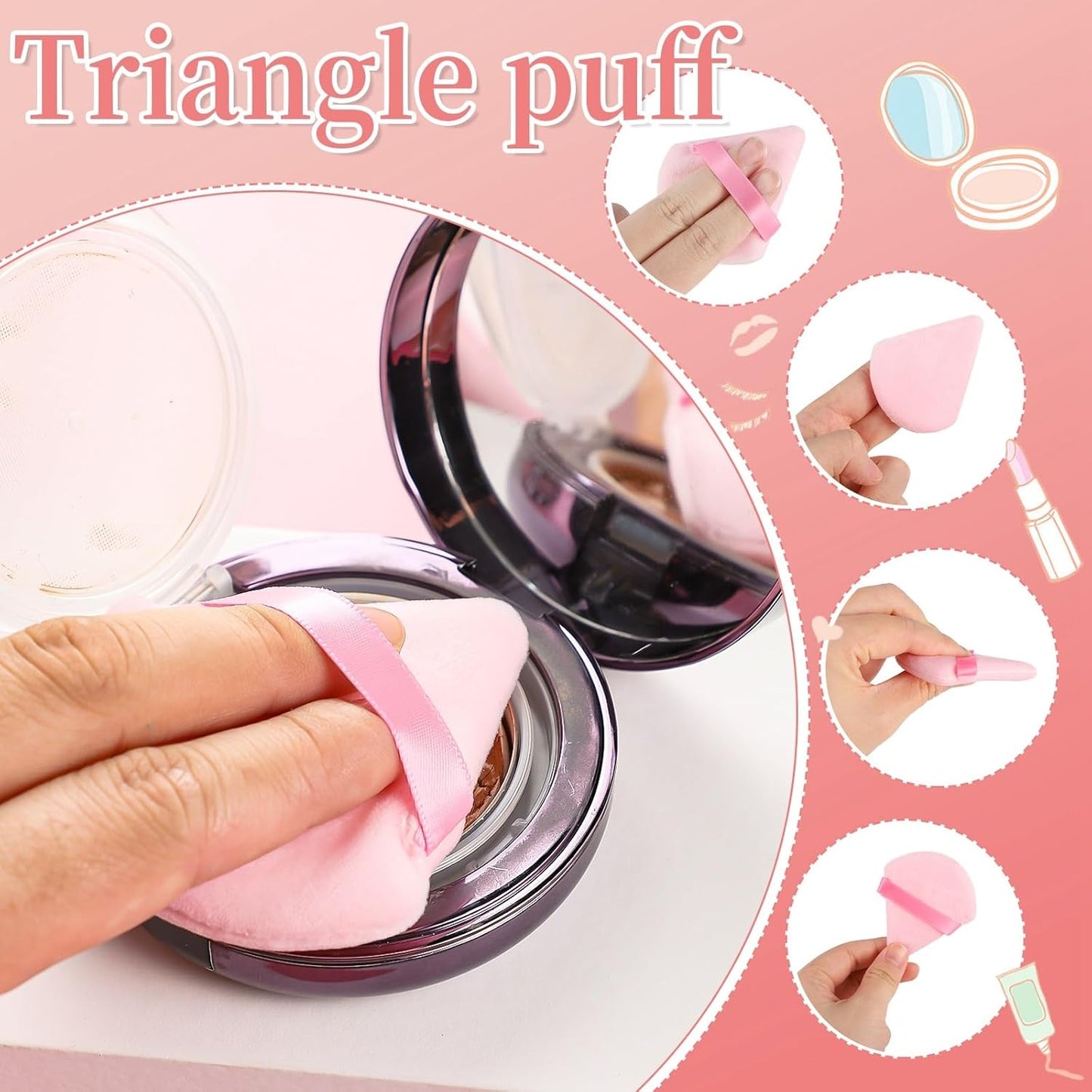 Pimoys 6 Pcs Soft Triangle Powder Puff (Black)