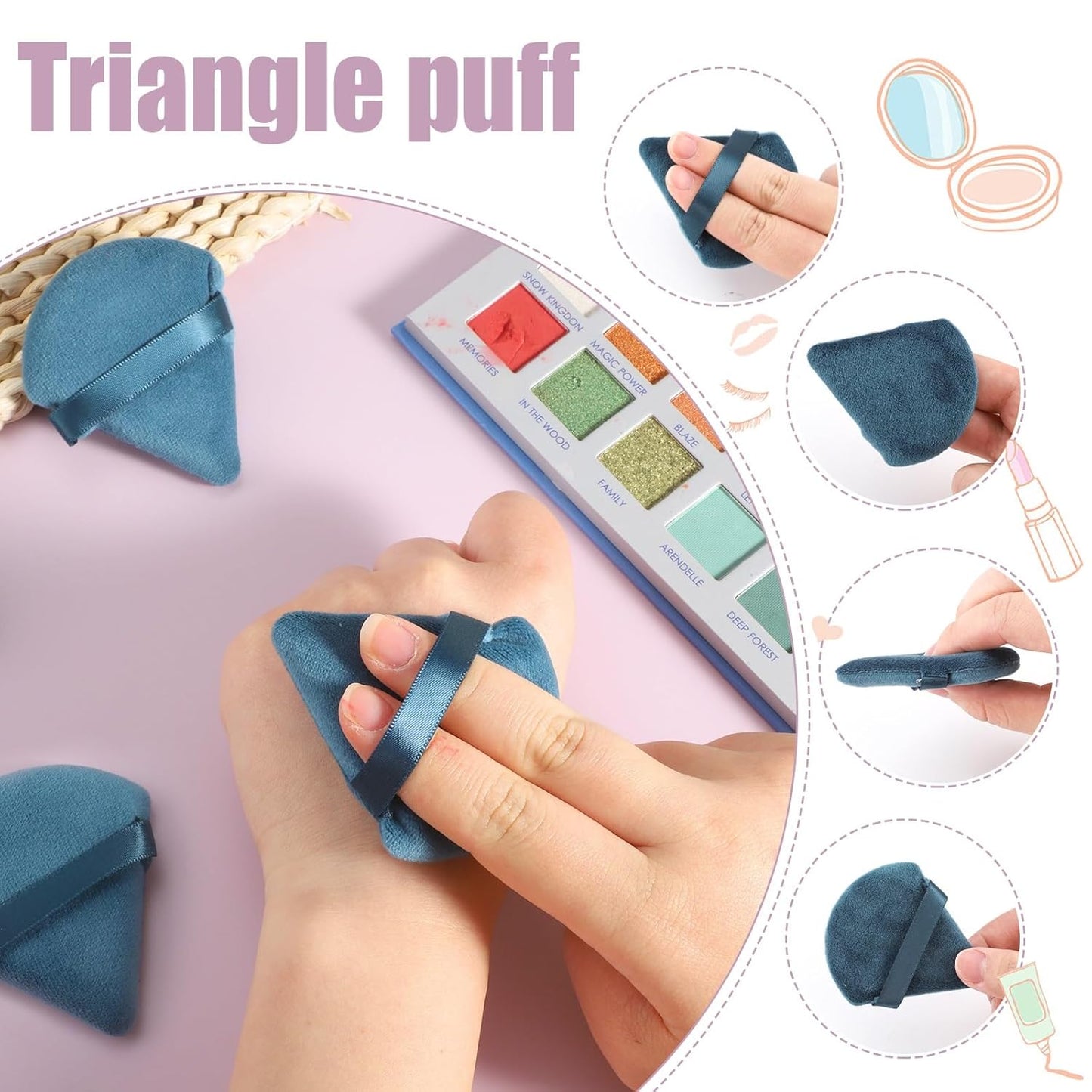 Pimoys 6 Pcs Soft Triangle Powder Puff (Black)