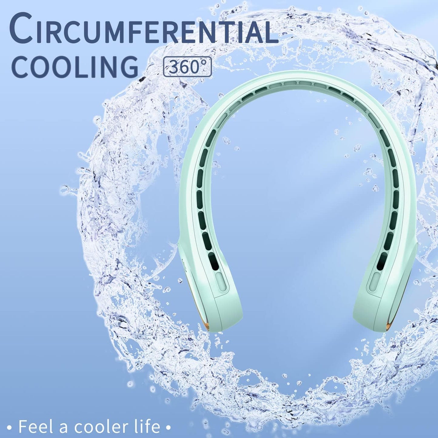 FrSara Neck Fan, Portable Personal Fan Strong Wind, 5200mAh, Air Volume,360° Cooling, No Hair Twisting, Air Volume On 2 Sides, Non-Slip, Quick Charge, Long Use Time, Gift for Father, Dad, Women