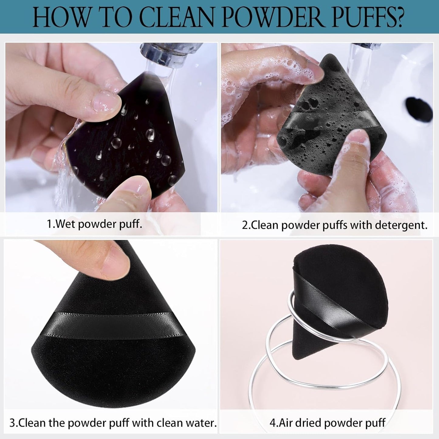 Pimoys 6 Pcs Soft Triangle Powder Puff (Black)