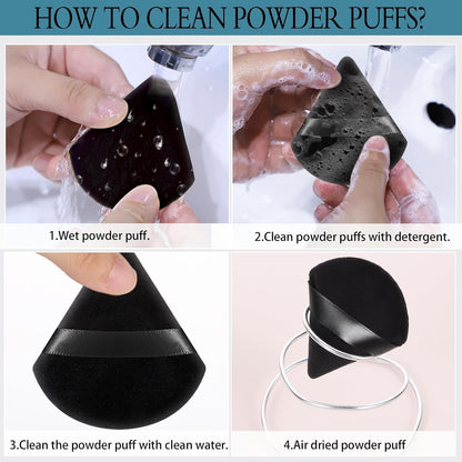 Pimoys 6 Pcs Soft Triangle Powder Puff (Black)