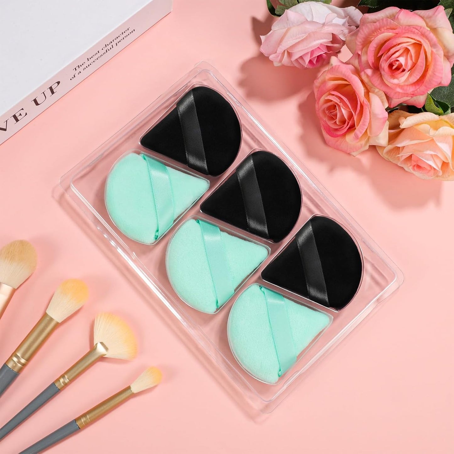 Pimoys 6 Pcs Soft Triangle Powder Puff (Black)