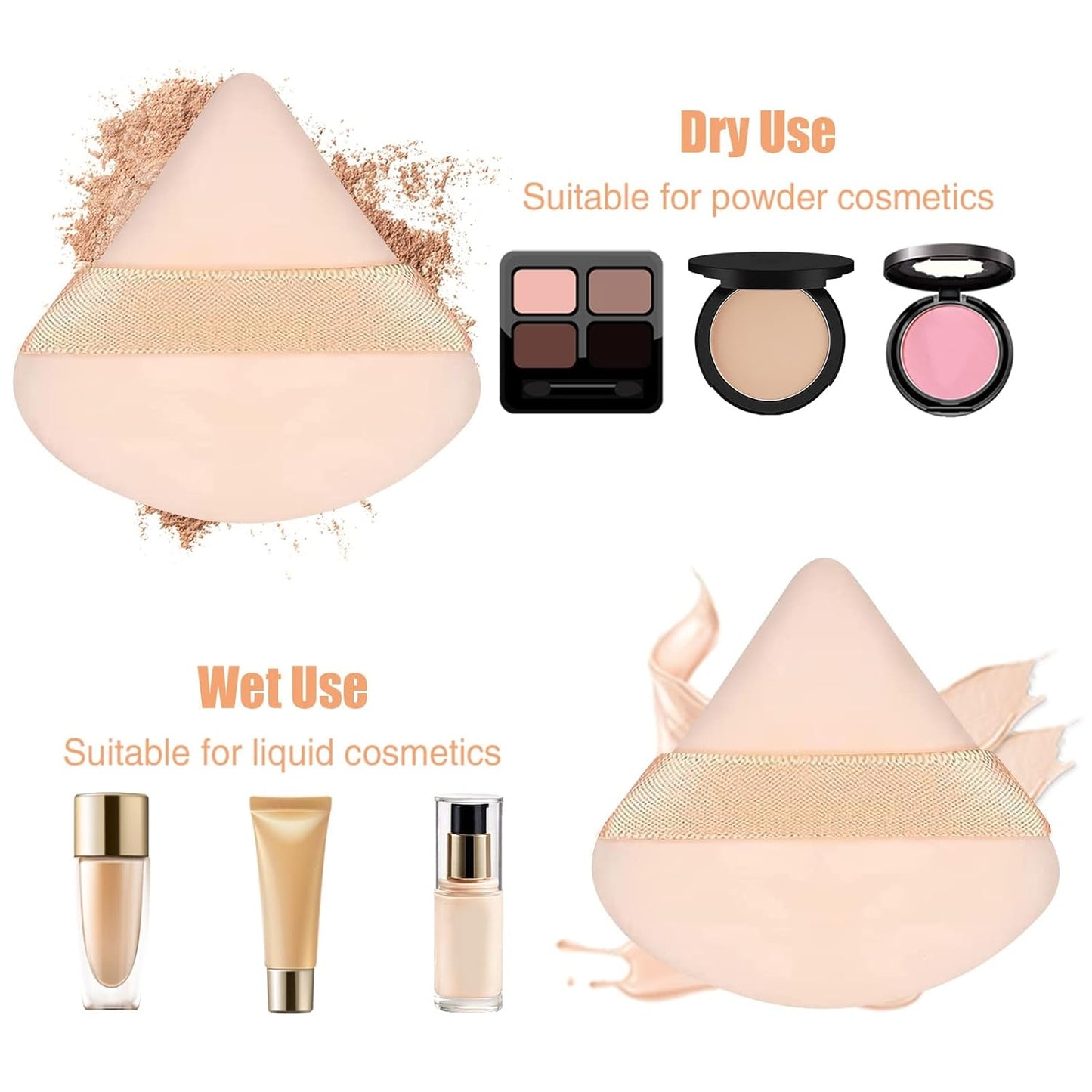 Pimoys 6 Pcs Soft Triangle Powder Puff (Black)