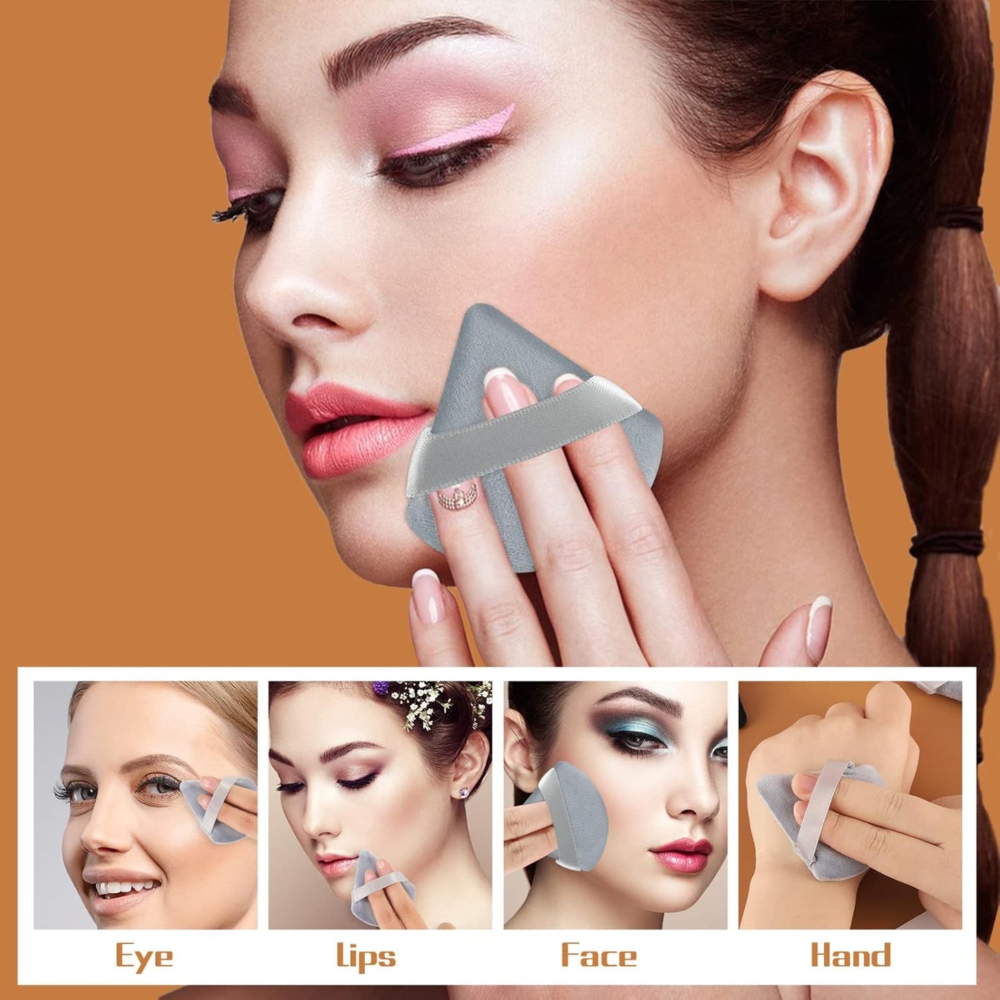 Pimoys 6 Pcs Soft Triangle Powder Puff (Black)