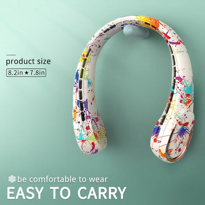 FrSara Neck Fan, Portable Personal Fan Strong Wind, 5200mAh, Air Volume,360° Cooling, No Hair Twisting, Air Volume On 2 Sides, Non-Slip, Quick Charge, Long Use Time, Gift for Father, Dad, Women