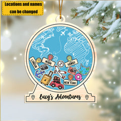 Personalized Travel Journey Home Acrylic Ornament – Custom Christmas Gift for Adventurers and Family