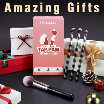 BEAKEY Makeup Brush Set with 2 Sponges (Professional Full Face Set)