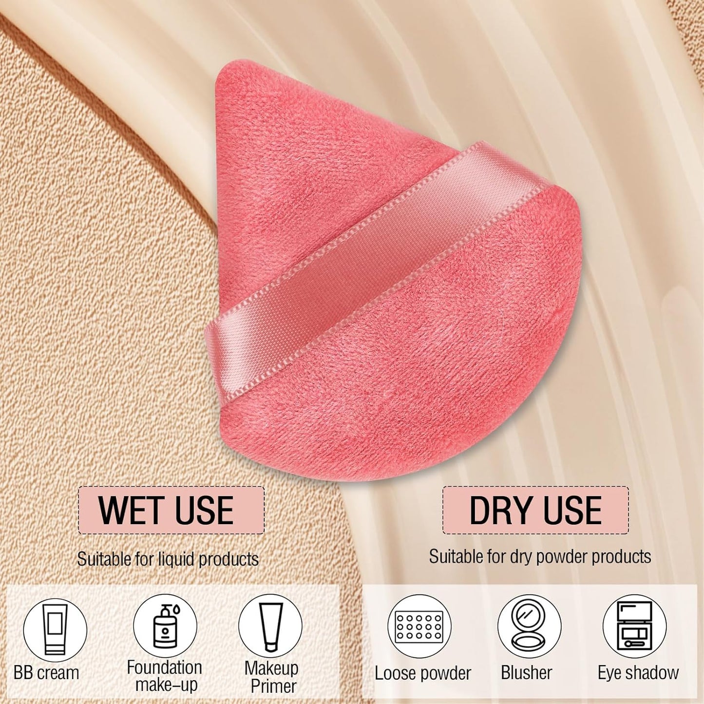 Pimoys 6 Pcs Soft Triangle Powder Puff (Black)