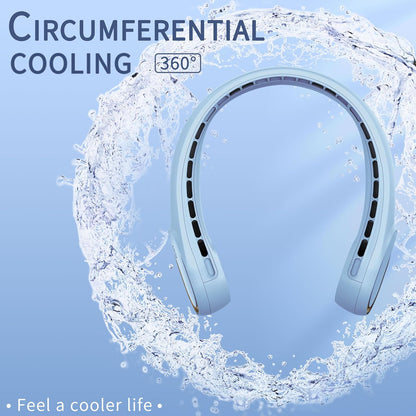 FrSara Neck Fan, Portable Personal Fan Strong Wind, 5200mAh, Air Volume,360° Cooling, No Hair Twisting, Air Volume On 2 Sides, Non-Slip, Quick Charge, Long Use Time, Gift for Father, Dad, Women