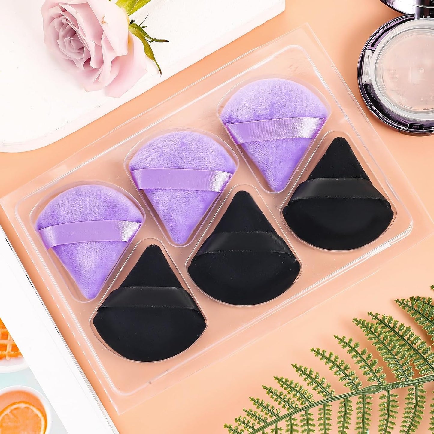Pimoys 6 Pcs Soft Triangle Powder Puff (Black)