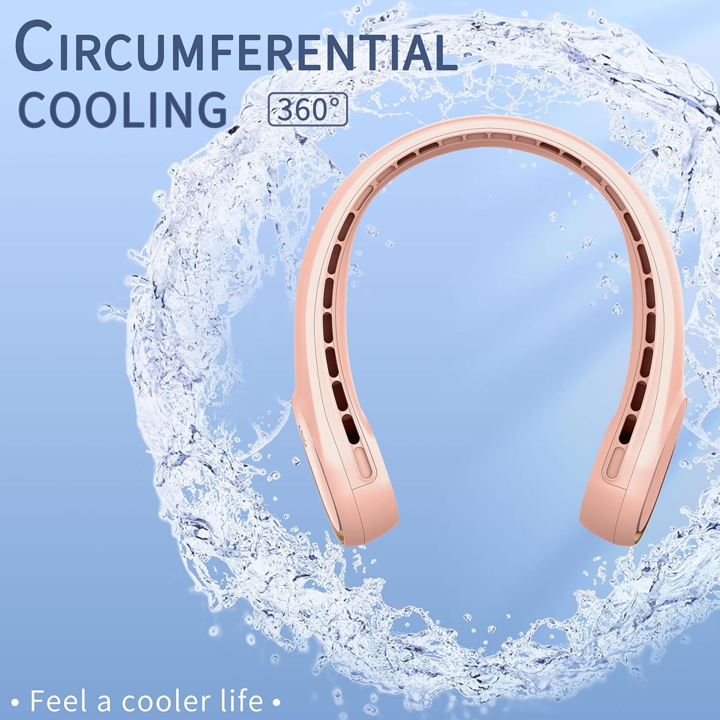 FrSara Neck Fan, Portable Personal Fan Strong Wind, 5200mAh, Air Volume,360° Cooling, No Hair Twisting, Air Volume On 2 Sides, Non-Slip, Quick Charge, Long Use Time, Gift for Father, Dad, Women