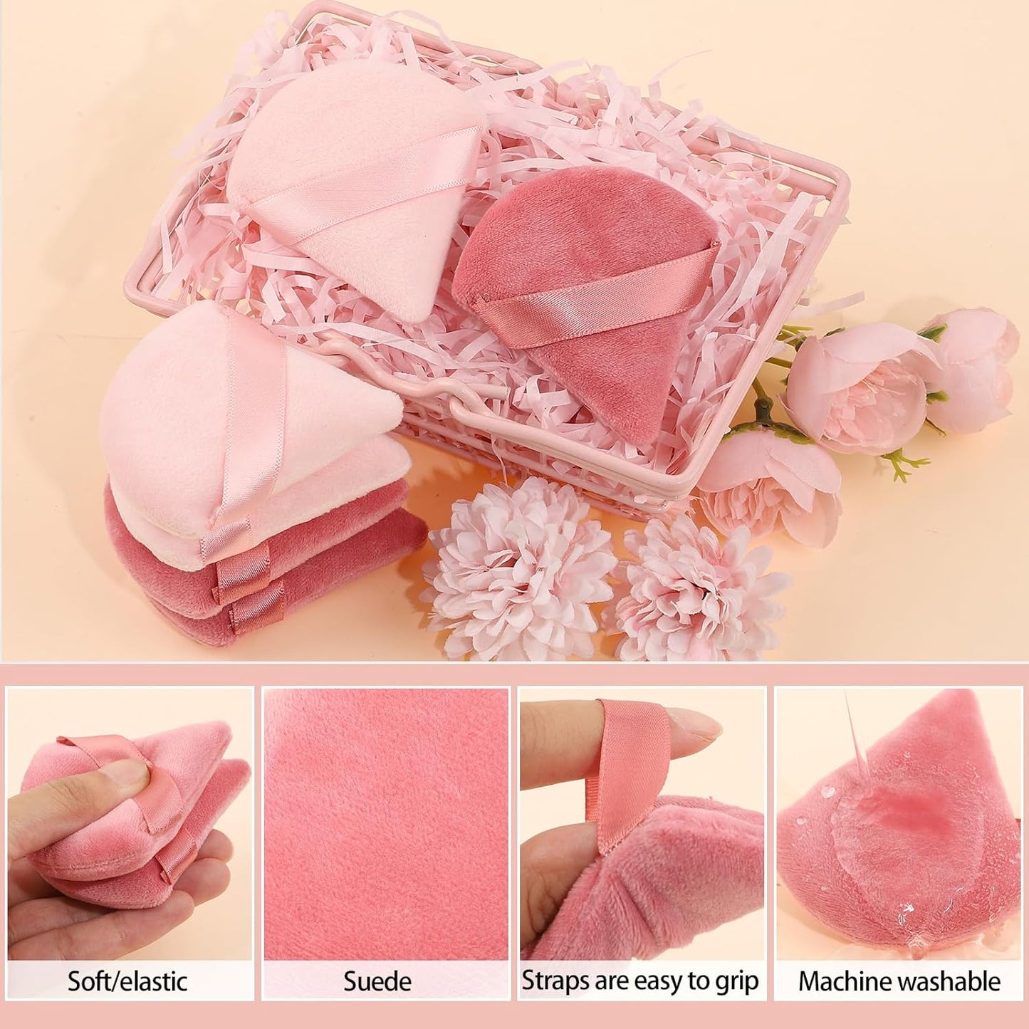 Pimoys 6 Pcs Soft Triangle Powder Puff (Black)